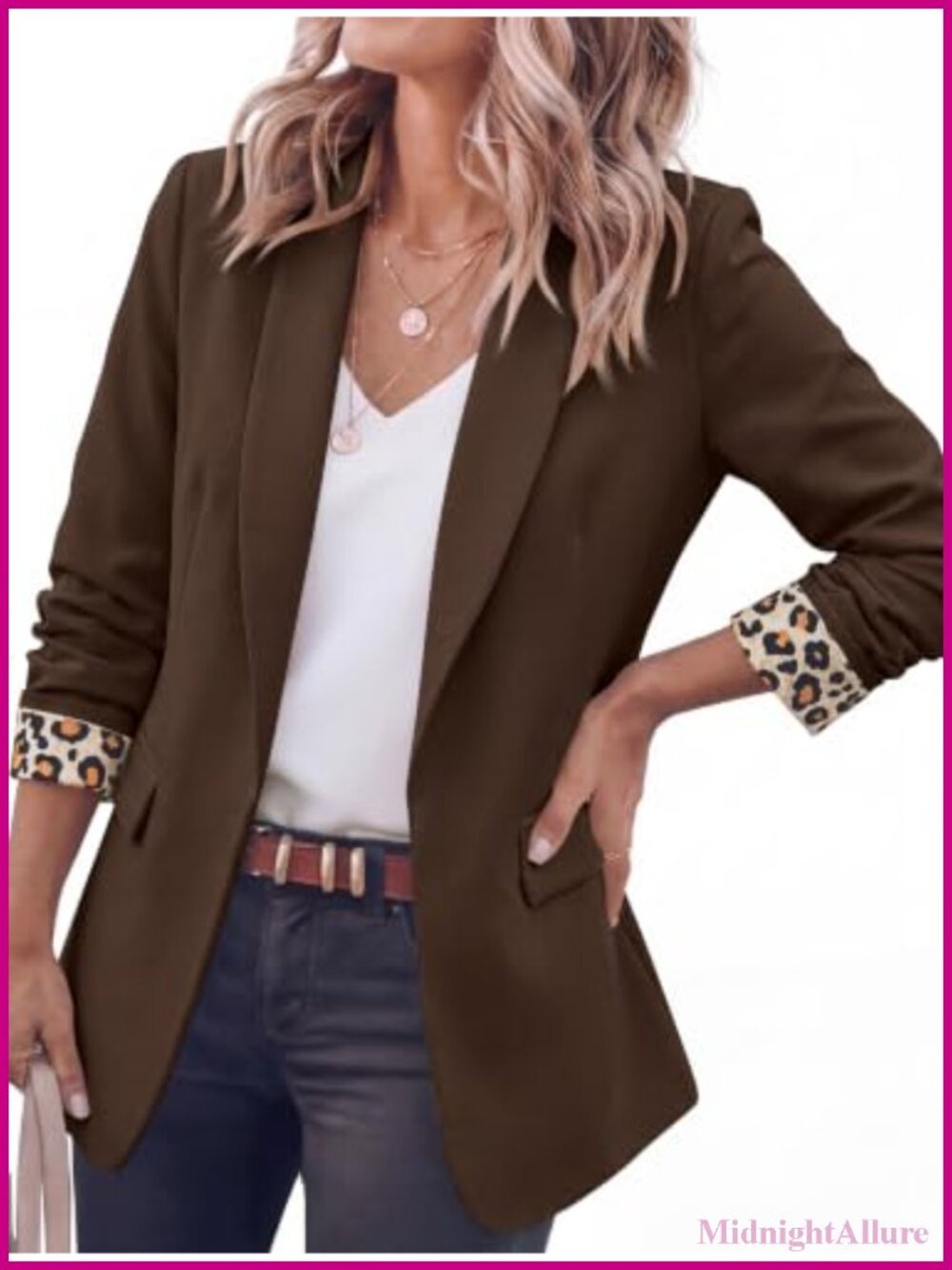 Women's Open Front Blazer Business Casual Shawl Collar Jacket